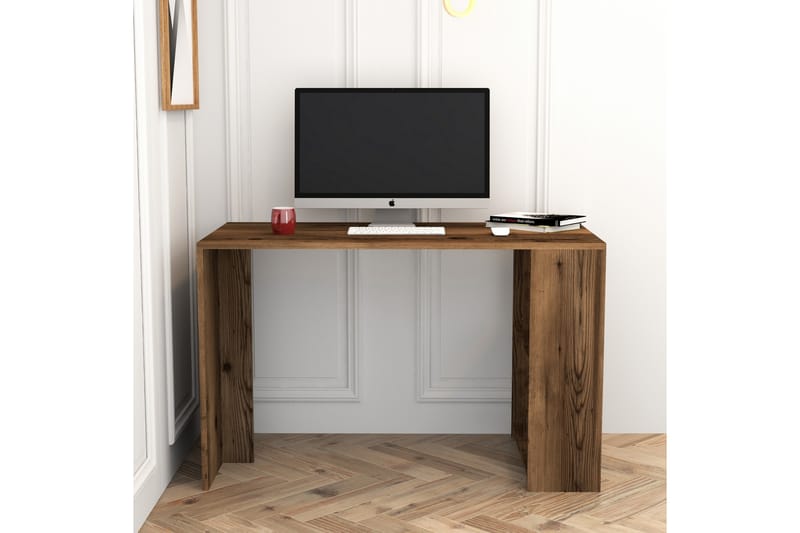 Timiza Skrivebord 120 cm med Oppbevaringshylle - Valnøttsbrun - Skrivebord