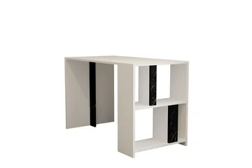 Timiza Skrivebord 120cm Oppbevaring Hylle+Bokhylle Marmormøn - Hvit/Svart - Møbler - Bord - Kontorbord - Skrivebord