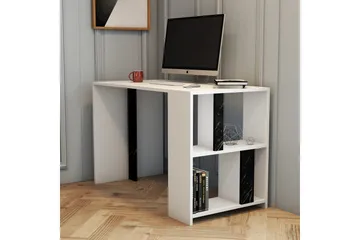 Timiza Skrivebord 120cm Oppbevaring Hylle+Bokhylle Marmormøn - Hvit/Svart - Møbler - Bord - Kontorbord - Skrivebord