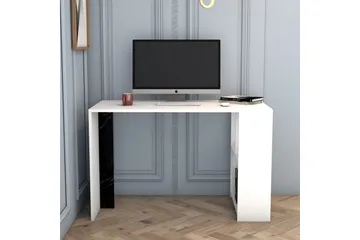 Timiza Skrivebord 120cm Oppbevaring Hylle+Bokhylle Marmormøn - Hvit/Svart - Møbler - Bord - Kontorbord - Skrivebord