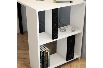 Timiza Skrivebord 120cm Oppbevaring Hylle+Bokhylle Marmormøn - Hvit/Svart - Møbler - Bord - Kontorbord - Skrivebord