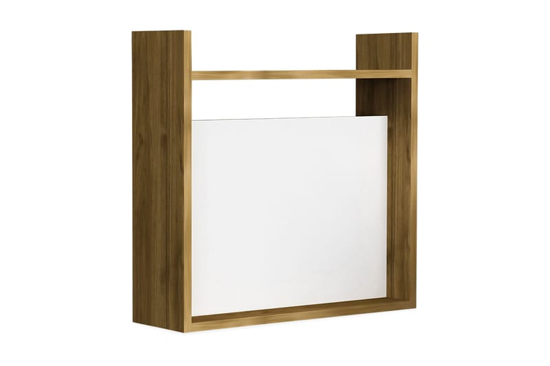Toppley Veggskrivebord 60 cm med Oppbevaring Hyller - Hvit/Valnøttsbrun - Møbler - Bord - Kontorbord - Skrivebord