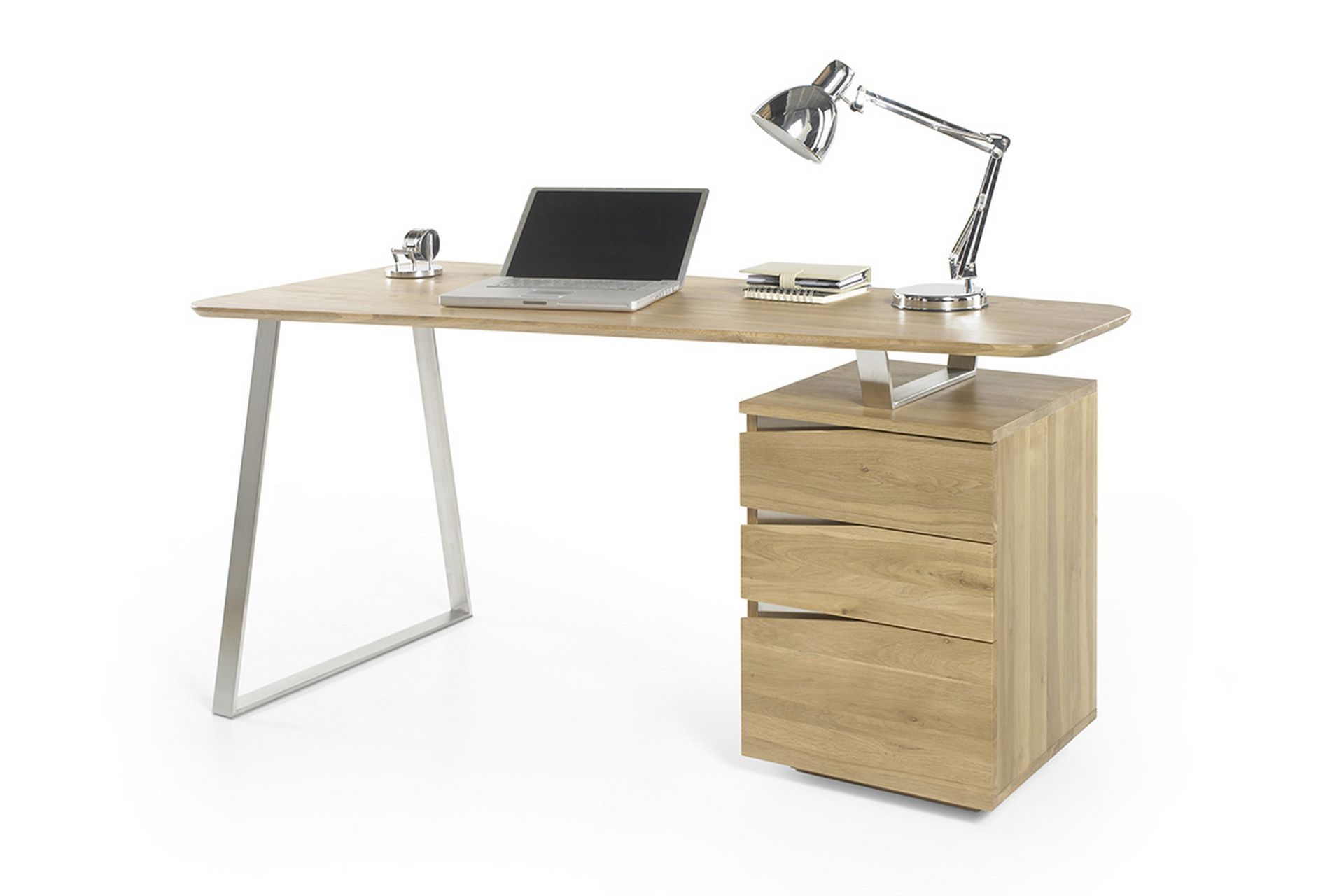 Tori Skrivebord 150 cm med Oppbevaring 3 Skuffer - Massiv Eik - Møbler - Bord - Kontorbord - Skrivebord