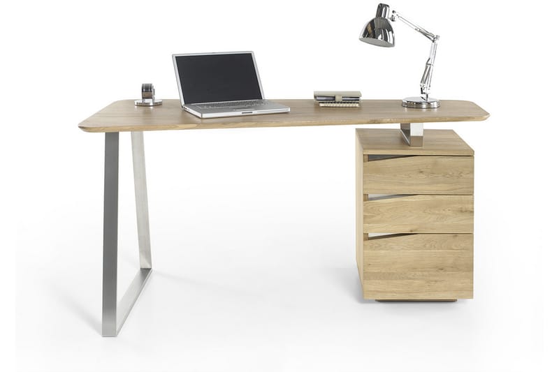 Tori Skrivebord 150 cm med Oppbevaring 3 Skuffer - Massiv Eik - Skrivebord