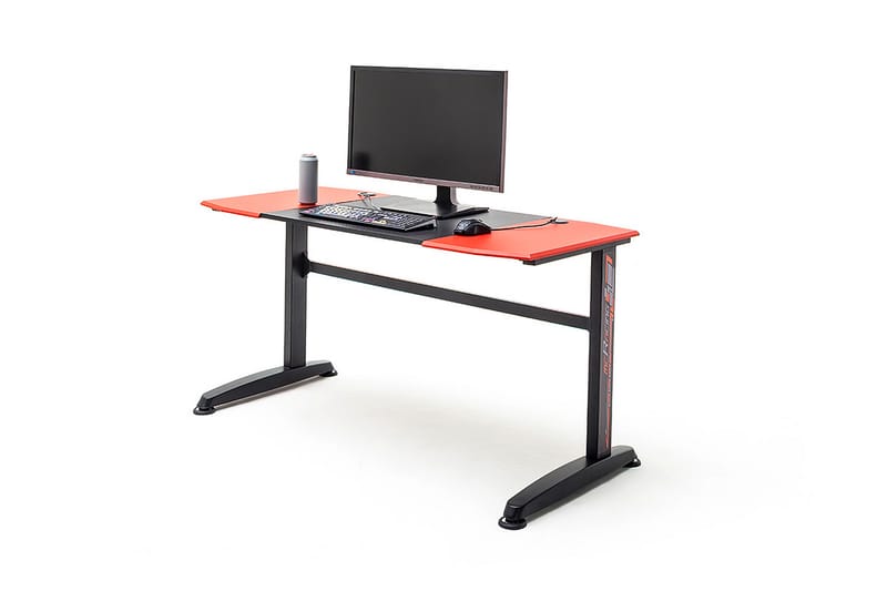 Tracis Gaming Skrivebord 140 cm - Rød/Svart/Metall - Skrivebord - Databord
