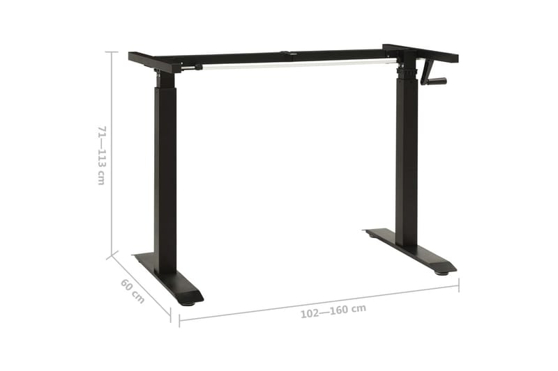 Understell til sitte-/ståbord manuell høydejustering svart - Svart - Skrivebord