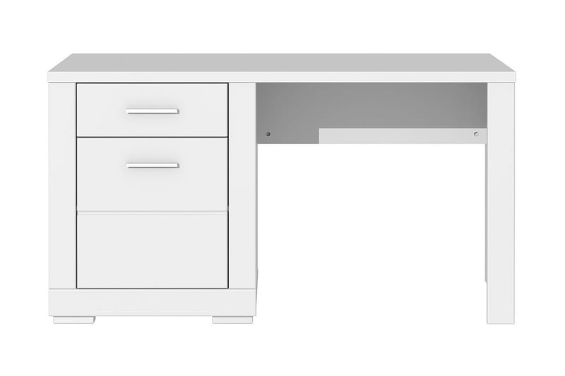 Uzayr Skrivebord 138 cm med Oppbevaringshylle + Skap - Hvit - Skrivebord