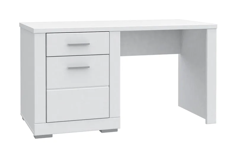 Uzayr Skrivebord 138 cm med Oppbevaringshylle + Skap - Hvit - Møbler - Bord - Kontorbord - Skrivebord