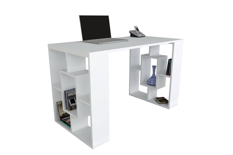 Valancia Skrivebord 120 cm med Oppbevaringshyller - Hvit - Skrivebord