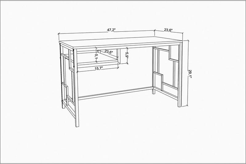 Vinresk Skrivebord 60x74,8x120 cm - Gull/Antrasitt - Skrivebord