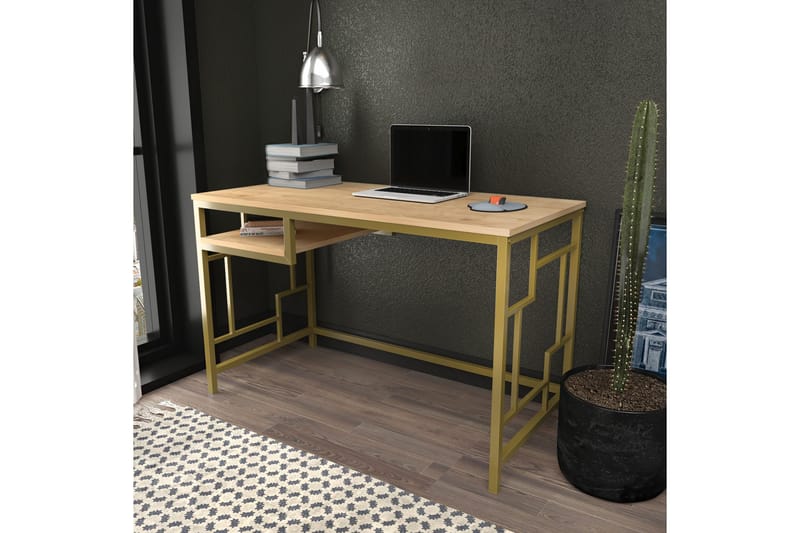 Vinresk Skrivebord 60x74,8x120 cm - Gull/Brun - Møbler - Bord - Kontorbord - Skrivebord
