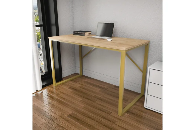 Vinresk Skrivebord 60x74x120 cm - Gull/Brun - Møbler - Bord - Kontorbord - Skrivebord