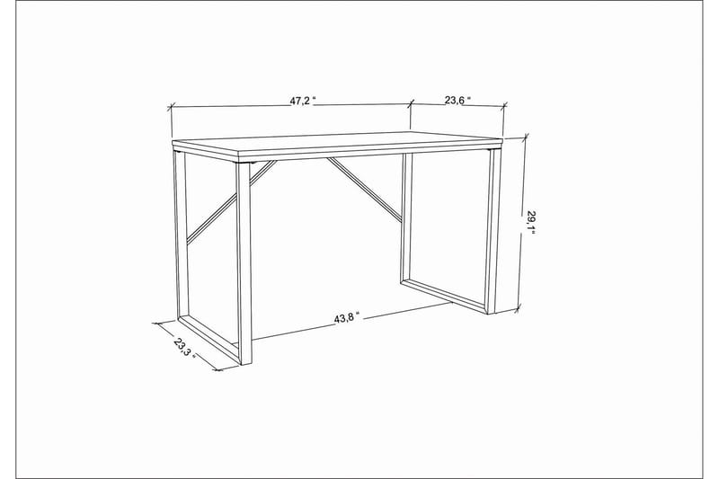 Vinresk Skrivebord 60x74x120 cm - Hvit - Møbler - Bord - Kontorbord - Skrivebord