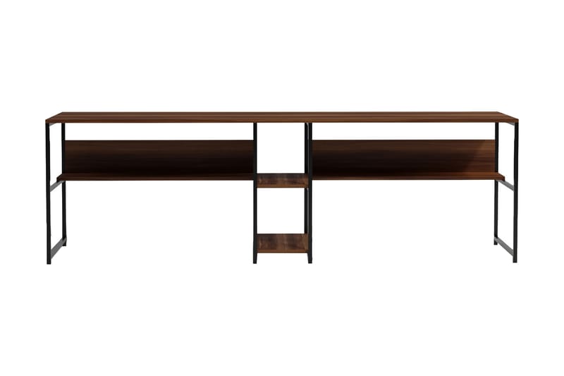 Viranbag Skrivebord 240 cm med Oppbevaring 2 Hyller - Mørkebrun/Svart - Møbler - Bord - Kontorbord - Skrivebord