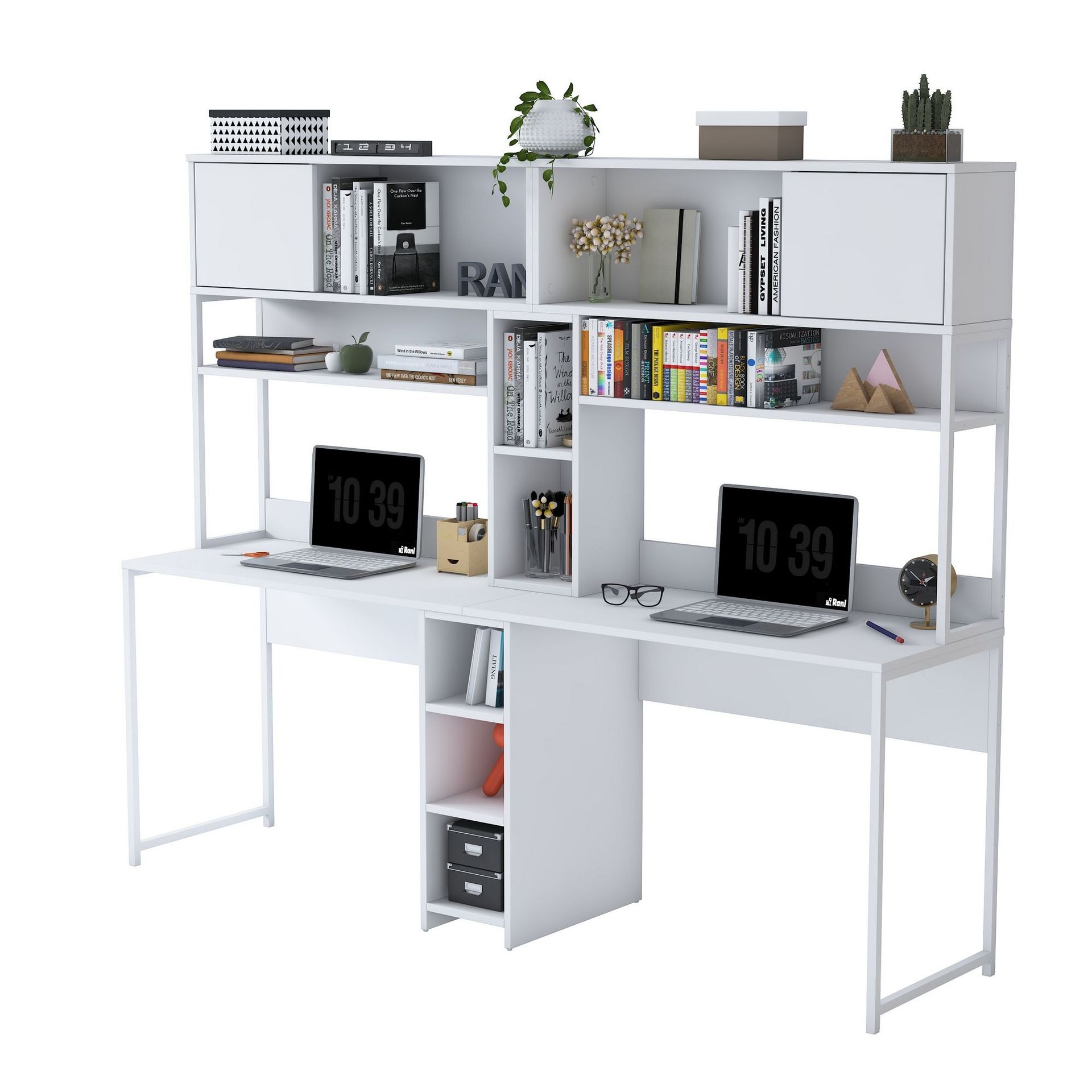 Skrivebord Wallxpert Dara (210 x 170,5 x 50 cm) Hvit - Hvit