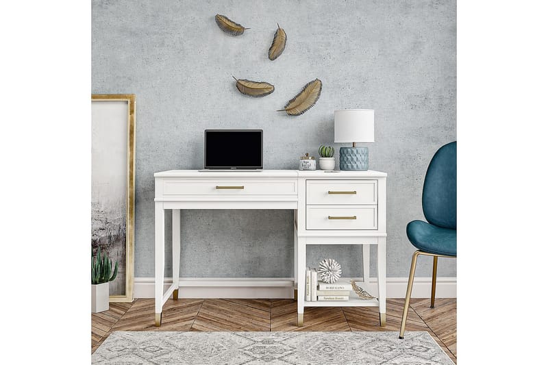 WesterleigH Skrivebord 116 cm Høy- og senkbart 3 Skuffer Hvi - CosmoLiving - Skrivebord