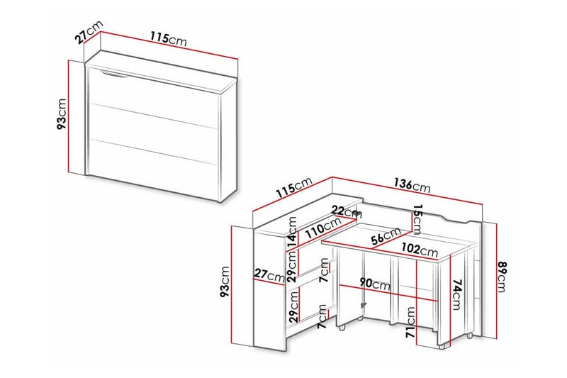 White - Møbler - Bord - Kontorbord - Skrivebord - Hjørneskrivebord