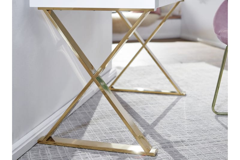 Willowdale Skrivebord 118 cm med Oppbevaring 2 Skuffer - Hvit/Gull - Møbler - Bord - Kontorbord - Skrivebord