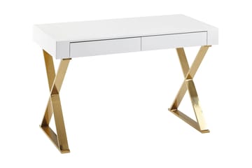 Willowdale Skrivebord 118 cm med Oppbevaring 2 Skuffer - Hvit/Gull - Møbler - Bord - Kontorbord - Skrivebord