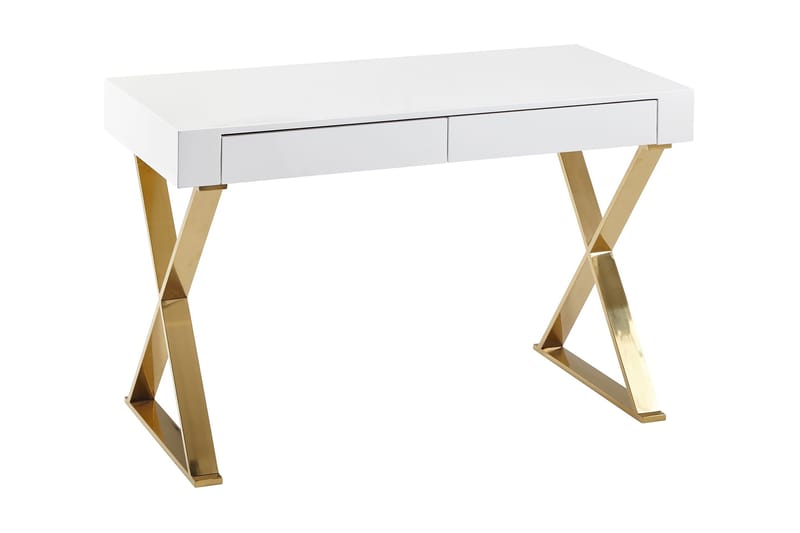 Willowdale Skrivebord 118 cm med Oppbevaring 2 Skuffer - Hvit/Gull - Møbler - Bord - Kontorbord - Skrivebord