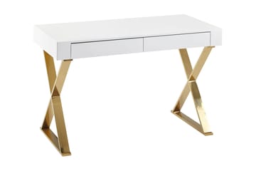 Willowdale Skrivebord 118 cm med Oppbevaring 2 Skuffer - Hvit/Gull - Møbler - Bord - Kontorbord - Skrivebord