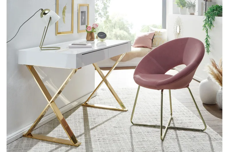 Willowdale Skrivebord 118 cm med Oppbevaring 2 Skuffer - Hvit/Gull - Møbler - Bord - Kontorbord - Skrivebord