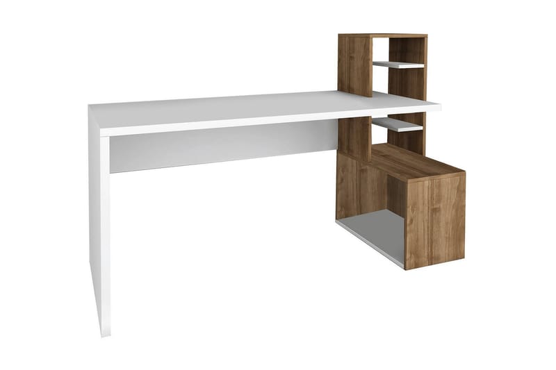 Winvar Skrivebord 120 cm med Oppbevaring - Hvit/Valnøttsbrun - Skrivebord