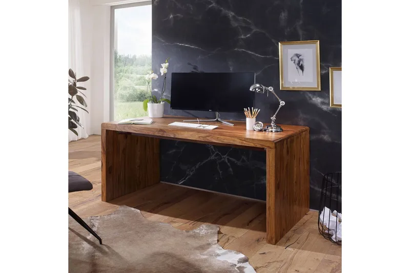 Skrivebord Wohnling Ben i massivt tre landlig stil 200x100 cm, rosentre - 200x100 cm, rosentre - Møbler - Bord - Kontorbord - Skrivebord