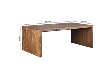 Skrivebord Wohnling Ben i massivt tre landlig stil 200x100 cm, rosentre - 200x100 cm, rosentre - Møbler - Bord - Kontorbord - Skrivebord