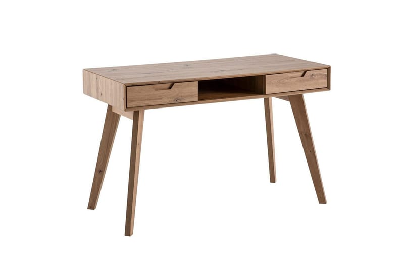 Skrivebord Wohnling Eiketre stil 120 cm med 2 skuffer oppbevaringsplass moderne - Møbler - Bord - Kontorbord - Skrivebord