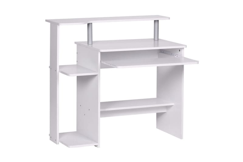 Skrivebord Wohnling for datamaskin med hjul, uttrekkbart tastatur, moderne stil Hvit - Hvit - Møbler - Bord - Kontorbord - Skrivebord