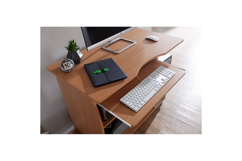 Skrivebord Wohnling for laptop eller datamaskin med hjul, uttrekkbart tastatur, moderne stil Bøk - Bøk - Møbler - Bord - Kontorbord - Skrivebord