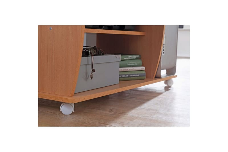 Skrivebord Wohnling for laptop eller datamaskin med hjul, uttrekkbart tastatur, moderne stil Bøk - Bøk - Møbler - Bord - Kontorbord - Skrivebord