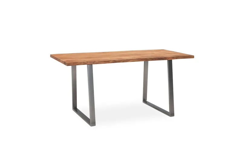 Skrivebord Wohnling Massivt treverk trekanter metallbein landlig stil Sølv, rett, 140x60 cm - Sølv, rett, 140x60 cm - Møbler - Bord - Kontorbord - Skrivebord