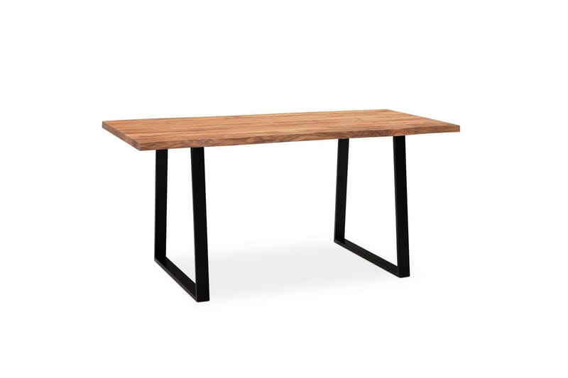 Skrivebord Wohnling Massivt treverk trekanter metallbein landlig stil Svart, Rett, 200x100 cm - Svart, Rett, 200x100 cm - Møbler - Bord - Kontorbord - Skrivebord