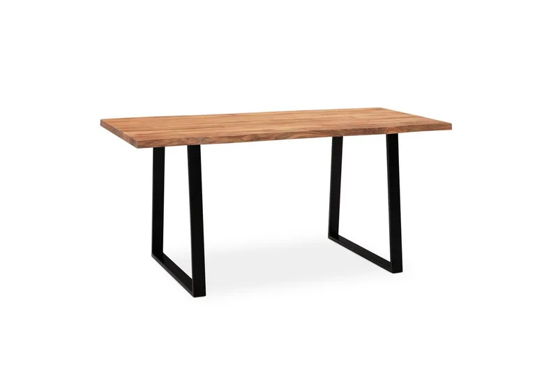 Skrivebord Wohnling Massivt treverk trekanter metallbein landlig stil Svart, Rett, 200x100 cm, Svart, Rett, 200x100 cm