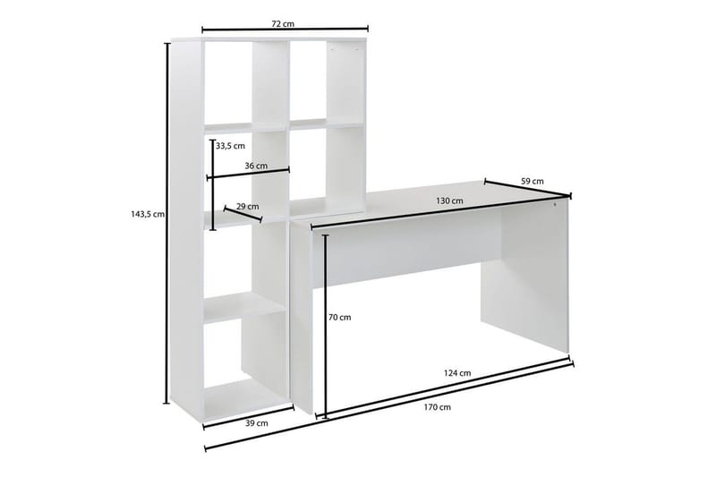 Skrivebord Wohnling med oppbevaringshylle 170 cm moderne - Møbler - Bord - Kontorbord - Skrivebord