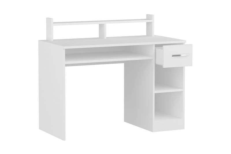 Yemisen Skrivebord 120 cm med Oppbevaringsskuff + Hyller - Hvit - Skrivebord
