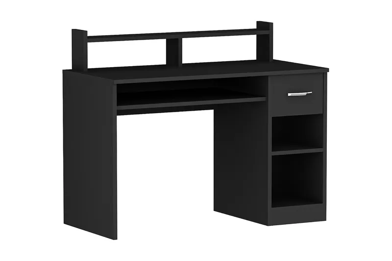 Yemisen Skrivebord 120 cm med Oppbevaringsskuff + Hyller, Antrasitt