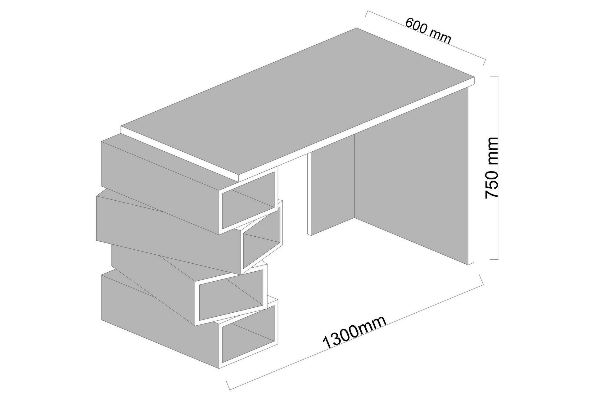 Yengall Skrivebord 130 cm med Oppbevaringshyller - Hvit/Valnøttsbrun - Møbler - Bord - Kontorbord - Skrivebord