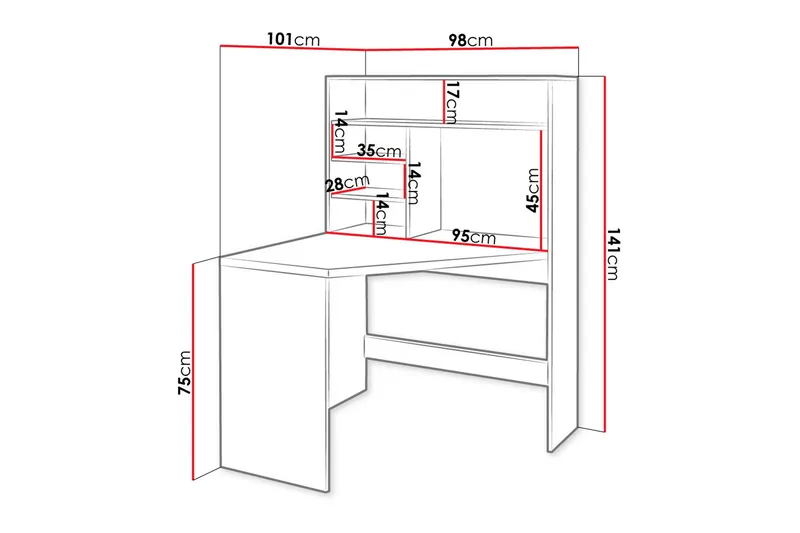 Zayden Skrivebord 101 cm - Hvit - Møbler - Bord - Kontorbord - Skrivebord