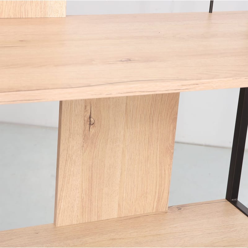 Skrivebord/hylle HOME4YOU Lester 84x40x160 cm melamin - lyst tre / svart - Møbler - Bord - Kontorbord - Skrivebord