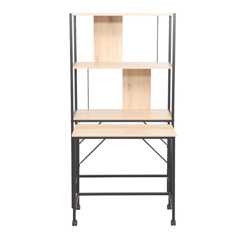 Skrivebord/hylle HOME4YOU Lester 84x40x160 cm melamin - lyst tre / svart - Møbler - Bord - Kontorbord - Skrivebord