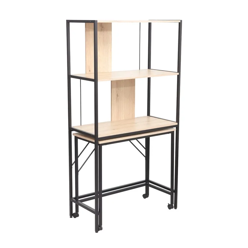 Skrivebord/hylle HOME4YOU Lester 84x40x160 cm melamin, lyst tre / svart