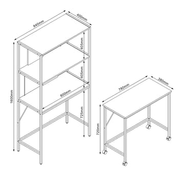 Skrivebord/hylle HOME4YOU Lester 84x40x160 cm melamin - lyst tre / svart - Møbler - Bord - Kontorbord - Skrivebord