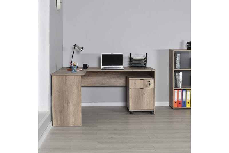 Soonam Skrivebord 160x144 cm - Lyse brun - Møbler - Bord - Kontorbord - Skrivebord