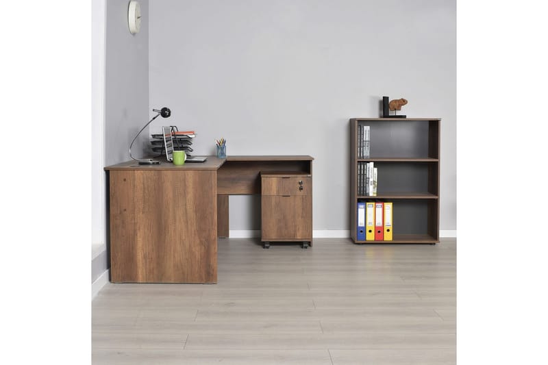 Soonam Skrivebord 160x144 cm - Mellomfarget tre - Møbler - Bord - Kontorbord - Skrivebord