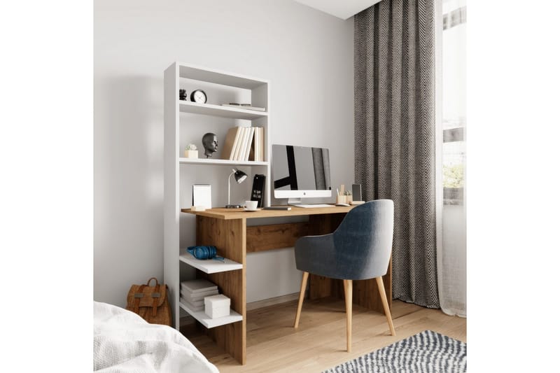 Sorav Skrivebord 55x120 cm - Mellomfarget tre/Hvit - Møbler - Bord - Kontorbord - Skrivebord