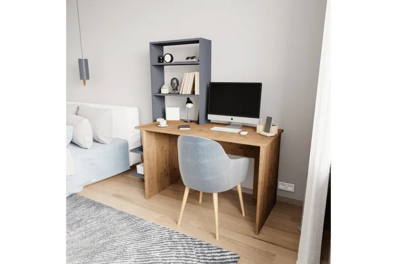 Studie skrivebord & bokhylle Sorav Eik / Antrasitt - Eik / Antrasitt - Møbler - Bord - Kontorbord - Skrivebord