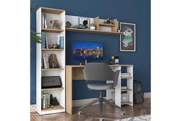 Studie skrivebord Traven Valnøtt / Hvit - Hvit - Møbler - Bord - Kontorbord - Skrivebord